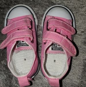 Pink Toddler Converse With Velcro. Size 5.